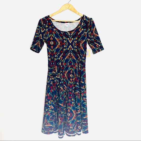 LulaRoe Dress Boho Aztec Nicole Skater Size L - Picture 3 of 7